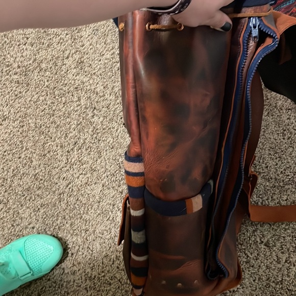 Custom made Pendleton Leather Backpack or Diaper Bag - Picture 5 of 6